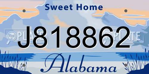 J818862 Alabama License Plate