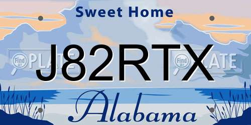 J82RTX Alabama License Plate