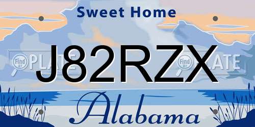 J82RZX Alabama License Plate