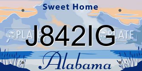 J842IG Alabama License Plate