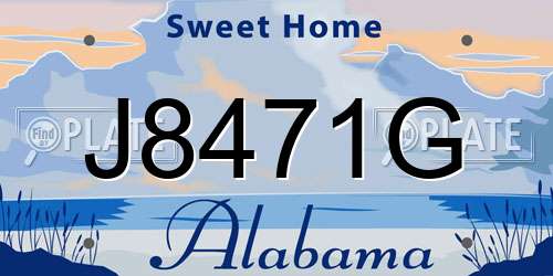 J8471G Alabama License Plate