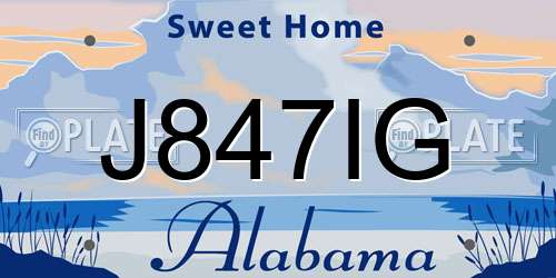 J847IG Alabama License Plate