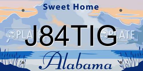 J84TIG Alabama License Plate