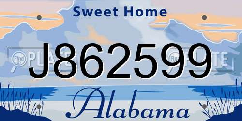 J862599 Alabama License Plate