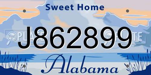 J862899 Alabama License Plate