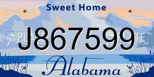J867599 Alabama License Plate