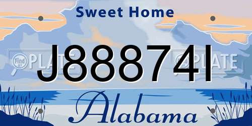 J88874I Alabama License Plate