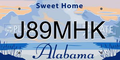 J89MHK Alabama License Plate