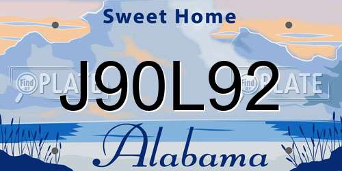 J90L92 Alabama License Plate