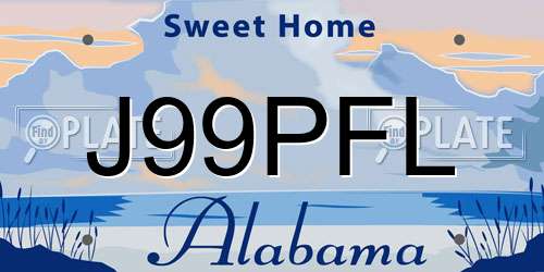 J99PFL Alabama License Plate