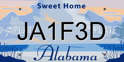 JA1F3D Alabama License Plate