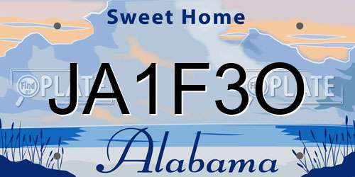 JA1F3O Alabama License Plate