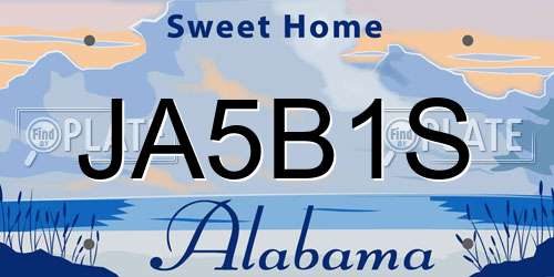 JA5B1S Alabama License Plate