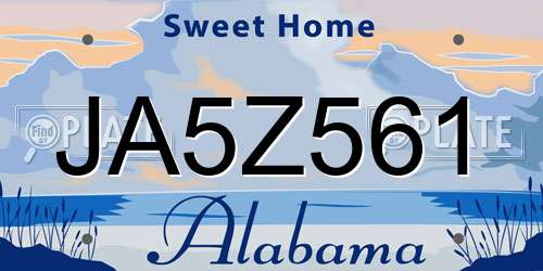 JA5Z561 Alabama License Plate