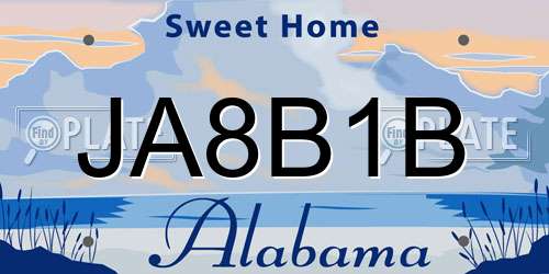 JA8B1B Alabama License Plate