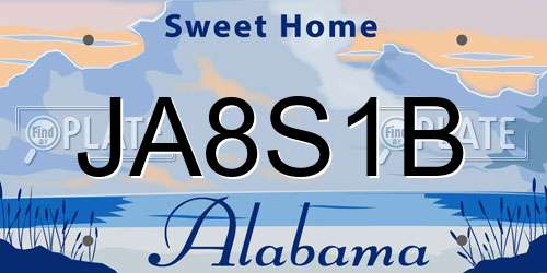 JA8S1B Alabama License Plate
