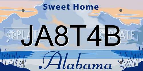 JA8T4B Alabama License Plate