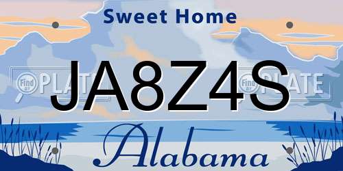 JA8Z4S Alabama License Plate