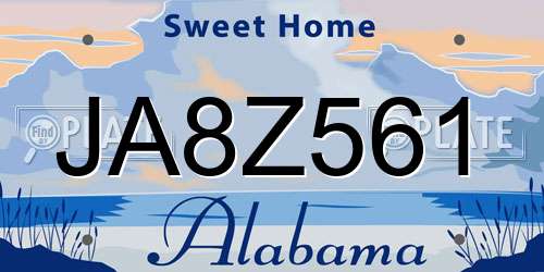 JA8Z561 Alabama License Plate