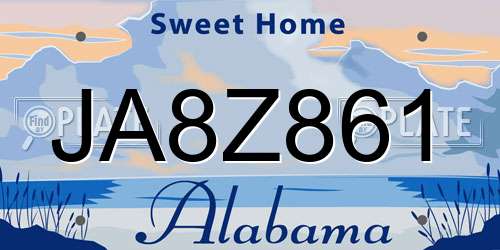 JA8Z861 Alabama License Plate