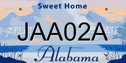 JAA02A Alabama License Plate