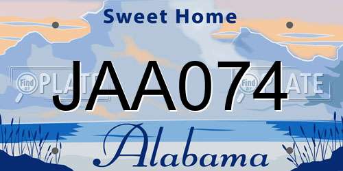 JAA074 Alabama License Plate