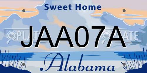 JAA07A Alabama License Plate