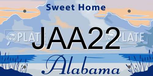 JAA22 Alabama License Plate