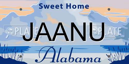 JAANU Alabama License Plate