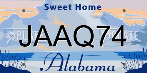 JAAQ74 Alabama License Plate