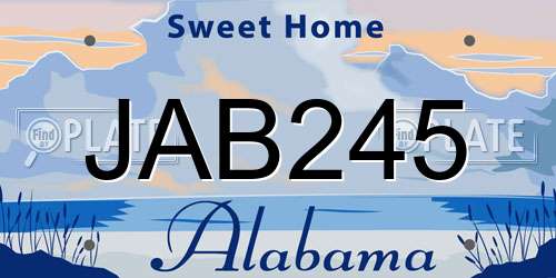 JAB245 Alabama License Plate