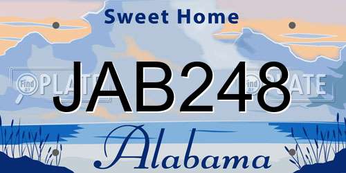 JAB248 Alabama License Plate