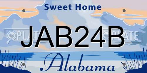 JAB24B Alabama License Plate