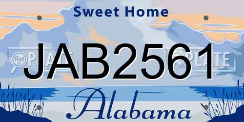 JAB2561 Alabama License Plate