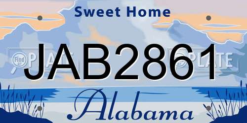 JAB2861 Alabama License Plate