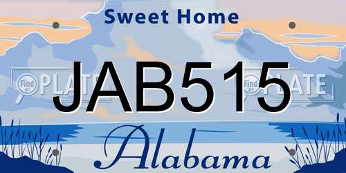 JAB515 Alabama License Plate