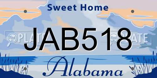 JAB518 Alabama License Plate
