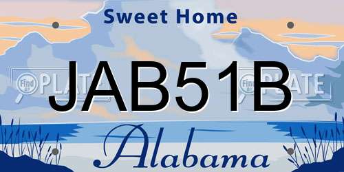 JAB51B Alabama License Plate