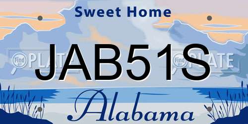 JAB51S Alabama License Plate