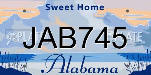 JAB745 Alabama License Plate