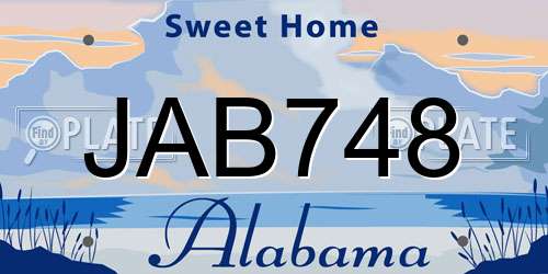 JAB748 Alabama License Plate