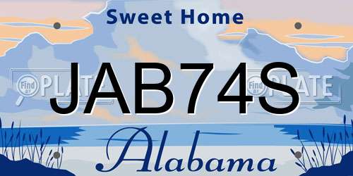 JAB74S Alabama License Plate