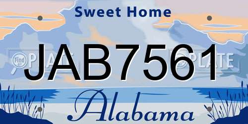 JAB7561 Alabama License Plate