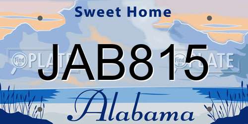JAB815 Alabama License Plate