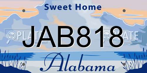 JAB818 Alabama License Plate