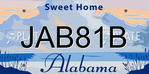 JAB81B Alabama License Plate