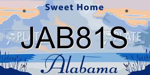 JAB81S Alabama License Plate
