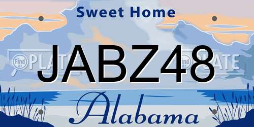 JABZ48 Alabama License Plate