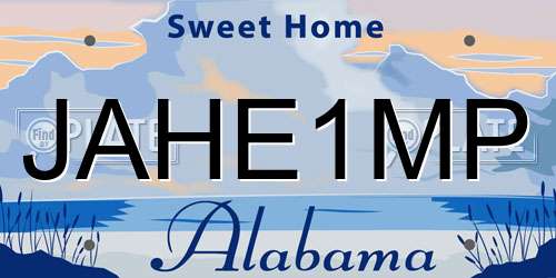 JAHE1MP Alabama License Plate
