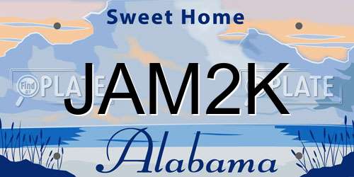 JAM2K Alabama License Plate